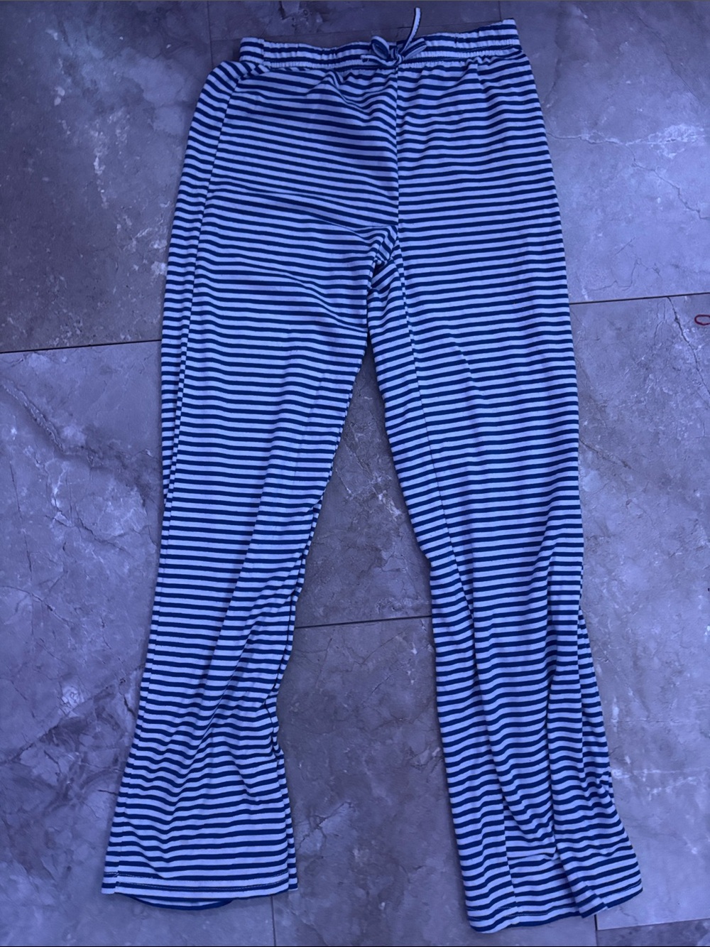 SHEIN Blue and White Striped Kids Leggings
